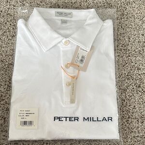 Peter Millar White Polo Shirt with Navy Logo